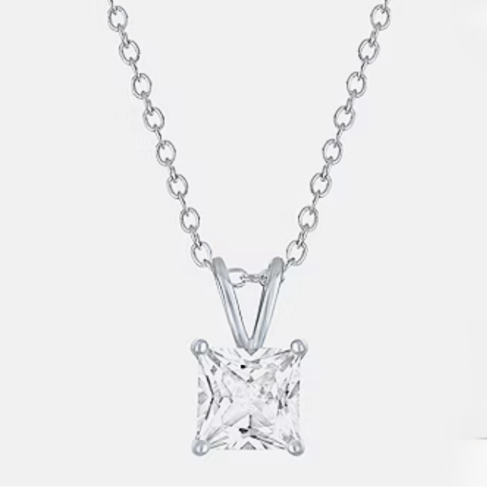 NIB YES PLEASE! sterling silver solitaire necklace 18”